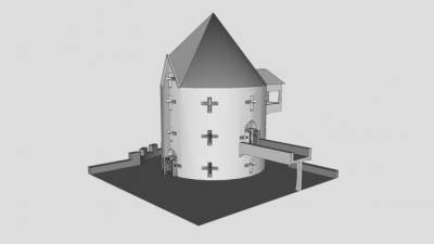 中世纪简易塔楼建筑SU模型下载_sketchup草图大师SKP模型