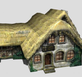 中世纪欧洲茅草石屋SU模型下载_sketchup草图大师SKP模型