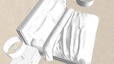 简洁白色女孩房间SU模型下载_sketchup草图大师SKP模型