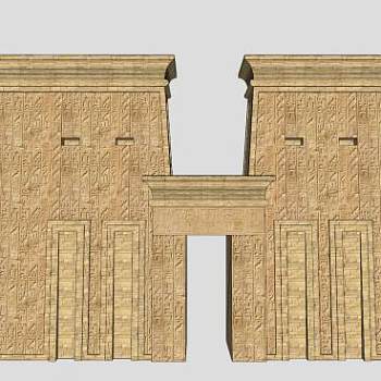 古埃及庙宇塔建筑SU模型下载_sketchup草图大师SKP模型