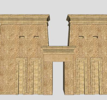 古埃及庙宇塔建筑SU模型下载_sketchup草图大师SKP模型