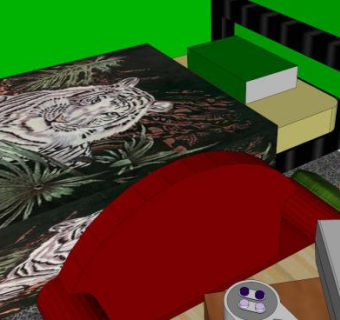 绿色卡通主题卧室SU模型下载_sketchup草图大师SKP模型