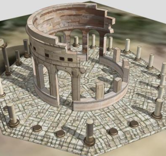 损毁的古文明建筑SU模型下载_sketchup草图大师SKP模型
