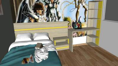 现代卡通房间卧室SU模型下载_sketchup草图大师SKP模型