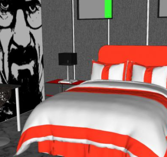 创意风格室内卧室房间SU模型下载_sketchup草图大师SKP模型