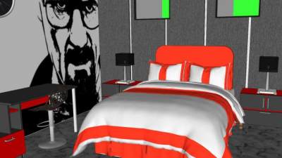 创意风格室内卧室房间SU模型下载_sketchup草图大师SKP模型