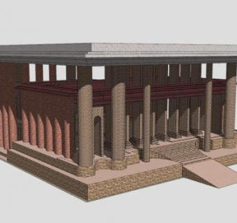 古老外观寺庙建筑SU模型下载_sketchup草图大师SKP模型
