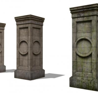 神庙雕像石柱SU模型下载_sketchup草图大师SKP模型