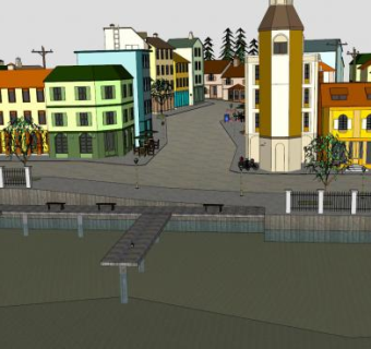 欧洲乡镇楼房建筑SU模型下载_sketchup草图大师SKP模型