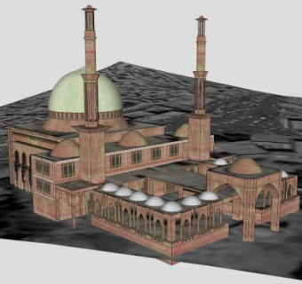 喀布尔大清真寺建筑SU模型下载_sketchup草图大师SKP模型
