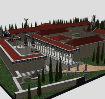 奥林匹亚城镇建筑SU模型下载_sketchup草图大师SKP模型