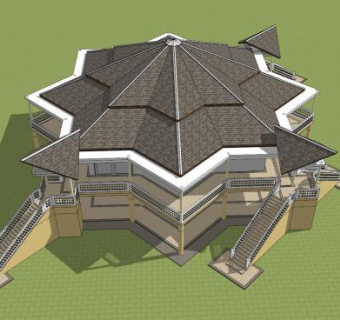现代别墅楼房建筑SU模型下载_sketchup草图大师SKP模型