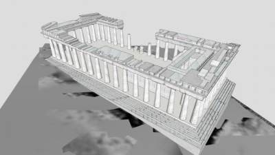 古希腊帕特农神庙SU模型下载_sketchup草图大师SKP模型