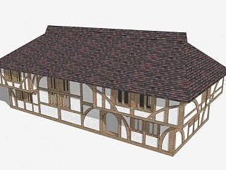 中世纪农场房屋SU模型下载_sketchup草图大师SKP模型