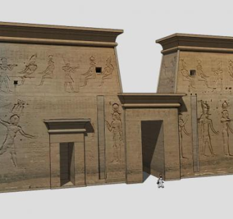 古埃及寺庙壁画寺门SU模型下载_sketchup草图大师SKP模型