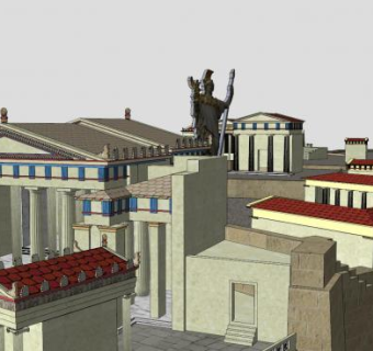 雅典卫城城邦建筑SU模型下载_sketchup草图大师SKP模型