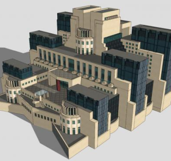 英国军情六处大楼SU模型下载_sketchup草图大师SKP模型