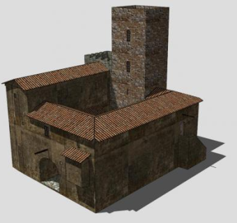 中世纪古老住宅SU模型下载_sketchup草图大师SKP模型