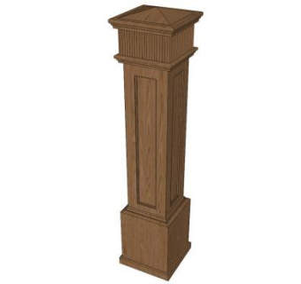 古希腊风格古典木方柱SU模型下载_sketchup草图大师SKP模型