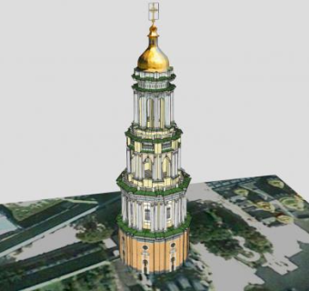 乌克兰拉夫拉钟楼建筑SU模型下载_sketchup草图大师SKP模型