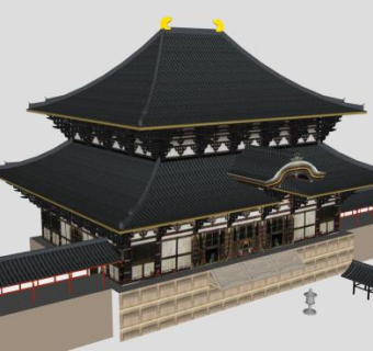 日本东大寺佛教寺庙SU模型下载_sketchup草图大师SKP模型