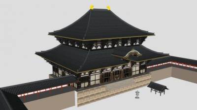 日本东大寺佛教寺庙SU模型下载_sketchup草图大师SKP模型