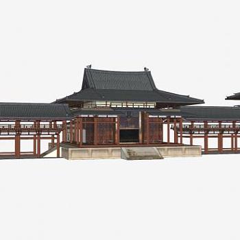 日本平等院寺院园林建筑SU模型下载_sketchup草图大师SKP模型