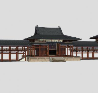 日本平等院寺院园林建筑SU模型下载_sketchup草图大师SKP模型