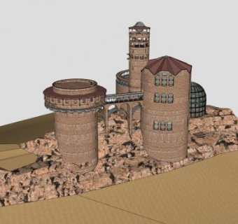 中世纪古堡风格魔法学院SU模型下载_sketchup草图大师SKP模型