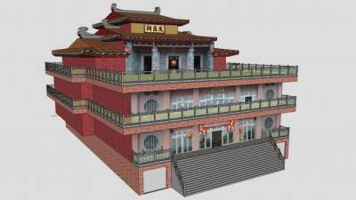 文昌祠古建筑SU模型下载_sketchup草图大师SKP模型