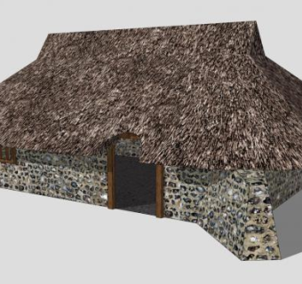 中世纪茅草石屋建筑SU模型下载_sketchup草图大师SKP模型