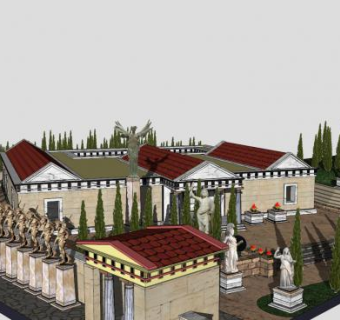 古希腊奥林匹亚城建筑SU模型下载_sketchup草图大师SKP模型