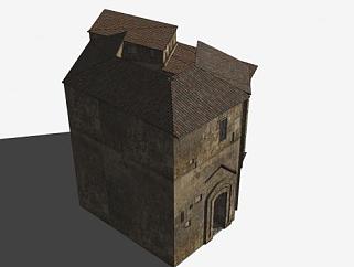 中世纪石砖<em>房屋</em>SU模型下载_sketchup草图大师SKP模型