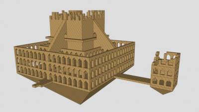 废墟城堡古建筑SU模型下载_sketchup草图大师SKP模型