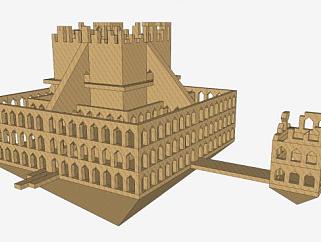 废墟城堡<em>古建筑SU模型</em>下载_sketchup草图大师SKP模型