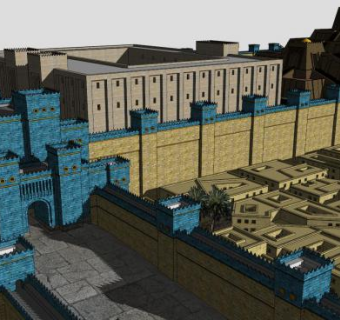 巴比伦城邦城市建筑SU模型下载_sketchup草图大师SKP模型