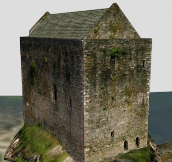 破损的卡里克城堡建筑SU模型下载_sketchup草图大师SKP模型