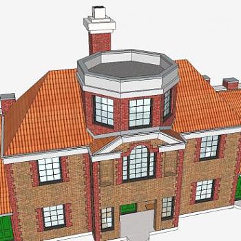 老式养老院房屋建筑SU模型下载_sketchup草图大师SKP模型