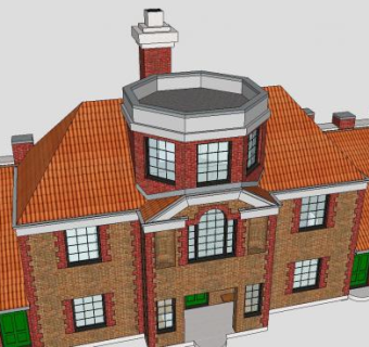 老式养老院房屋建筑SU模型下载_sketchup草图大师SKP模型