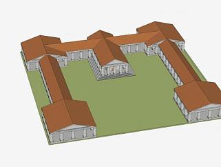 古罗马<em>宫殿建筑</em>SU模型下载_sketchup草图大师SKP模型