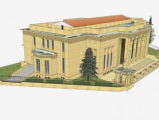 贝鲁特国家博物馆建筑SU模型下载_sketchup草图大师SKP模型