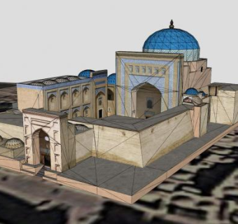 古陵墓建筑SU模型下载_sketchup草图大师SKP模型