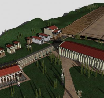 古奥林匹亚体育场建筑SU模型下载_sketchup草图大师SKP模型