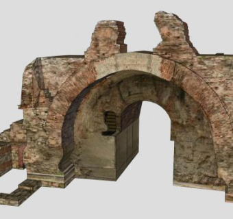 破损的古罗马拱门建筑SU模型下载_sketchup草图大师SKP模型