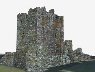 中世纪<em>城堡</em>建筑SU模型下载_sketchup草图大师SKP模型