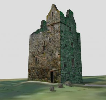 塔式城堡废墟建筑SU模型下载_sketchup草图大师SKP模型