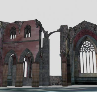 梅尔罗斯修道院建筑SU模型下载_sketchup草图大师SKP模型