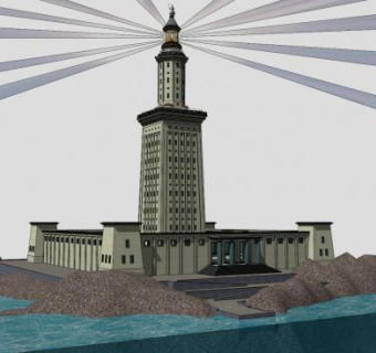 亚历山大灯塔建筑SU模型下载_sketchup草图大师SKP模型
