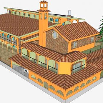 修道院建筑SU模型下载_sketchup草图大师SKP模型