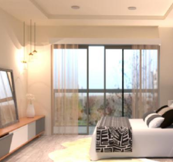 现代风格室内观景卧室SU模型下载_sketchup草图大师SKP模型